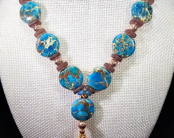 Turquoise necklace with Rose gold accents