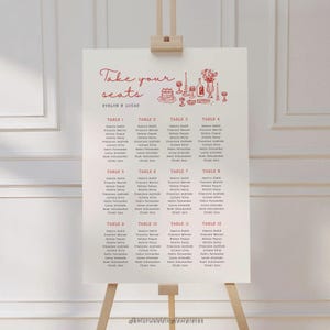 Hand Drawn Wedding Seating Chart Sign Template (Digital Download)