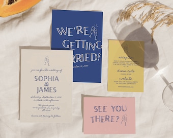 Handwritten Wedding Invitation Template: Vintage Style (Editable Canva)