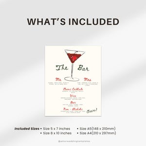 Hand Drawn Wedding Bar Menu Editable Template Drink Menu Wedding ...