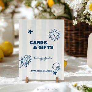Modèle d'enseigne pour cartes et cadeaux fantaisiste Enseigne côtière dessinée à la main pour mariage