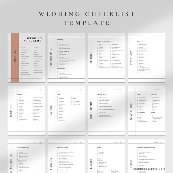 Wedding Checklist Template, Planning Checklist, Wedding Planning, Wedding Checklist Printable, Wedding Day Planner, Editable Template