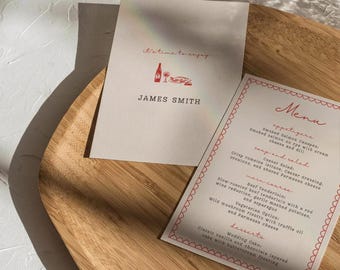 Handwritten Wedding Menu Template: Elegant Printable Card (Canva)