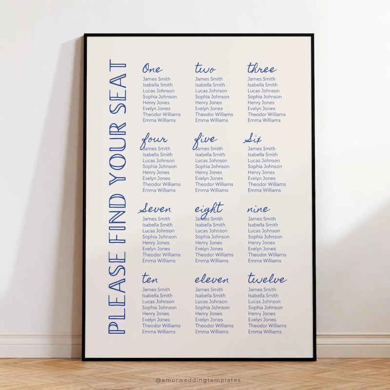 Seating Chart Frame Etsy