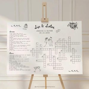 Custom Wedding Crossword Puzzle Template Sip And Solve Puzzle For Wedding Giant