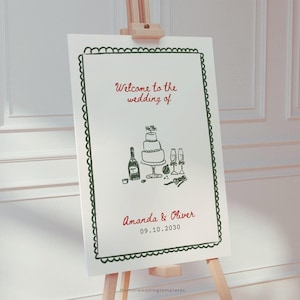 Hand Drawn Wedding Welcome Sign Template, Whimsical Welcome Sign Editable in Canva, Handwritten Reception Sign Wedding Fun, Colorful Welcome