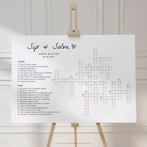 Wedding Crossword Puzzle Template: Sip and Solve Game (Digital Download)