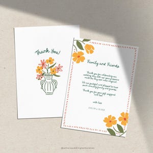 Bunte Blume Danke Karten Vorlage Handgezeichnete Danke Karten Hochzeit Bearbeitbar Dankeschön Notizen Hochzeit Wunderliche Hochzeit Stationär