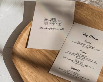 Handwritten Wedding Menu Template: Simple, Editable (5x7 inches) (Digital Download)
