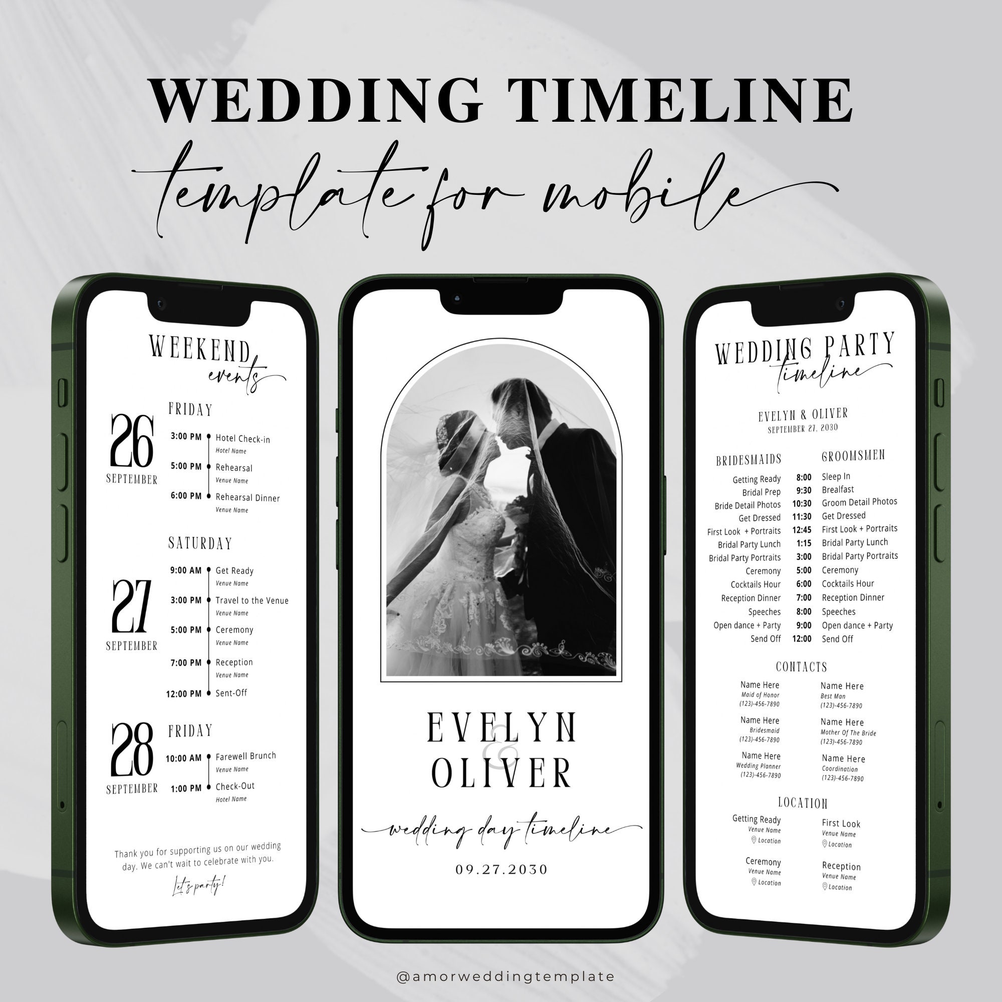 Minimalist Mobile Wedding Timeline Template