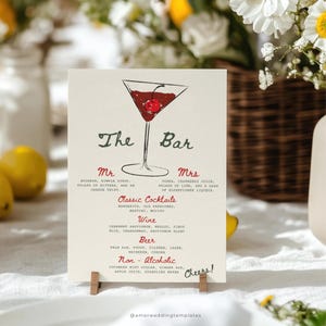 Hand Drawn Wedding Bar Menu Editable Template Drink Menu Wedding ...