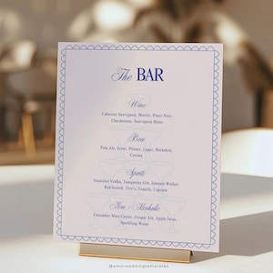 Champagne Bar Menu Sign Template Modern Wedding Drink Menu Printable Hand Drawn Bar Sign Wedding Editable Old Money Signature Drink Sing