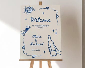 Hand Drawn Engagement Party Welcome Sign Template (Customizable Canva Template)