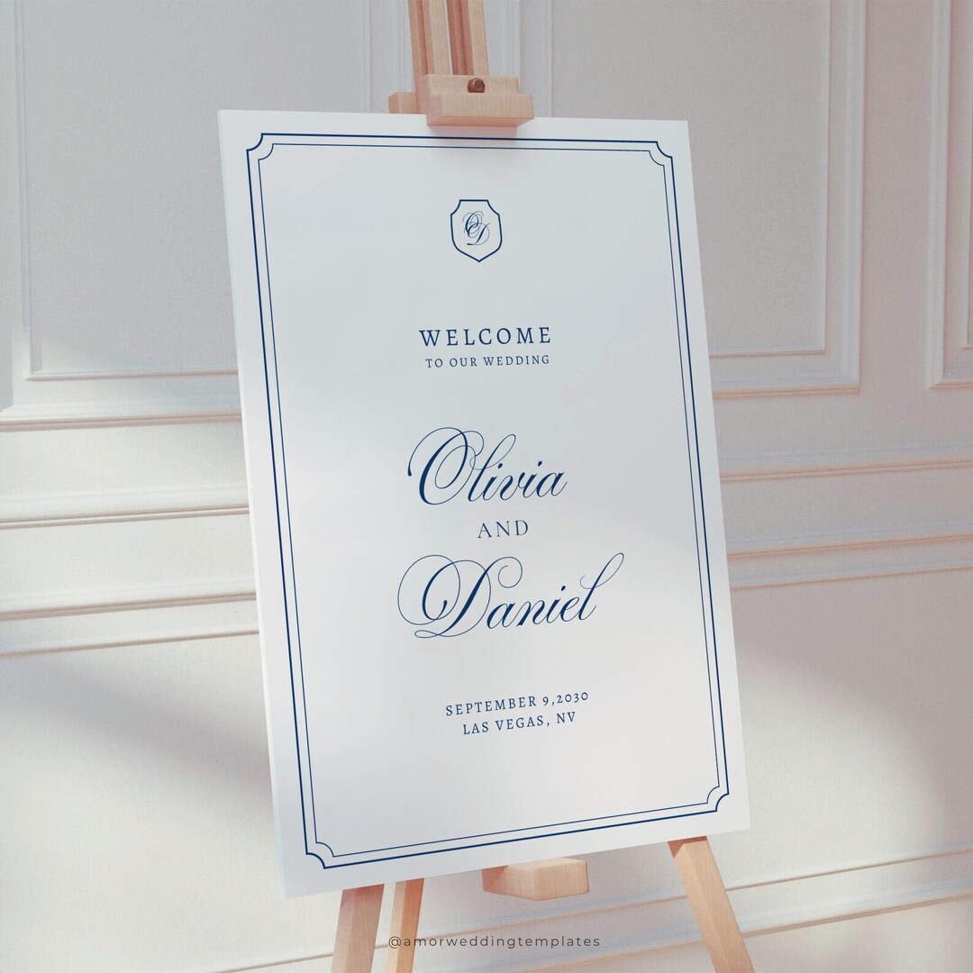Elegant Minimalist Wedding Welcome Sign: Editable Modern Canva Template ...