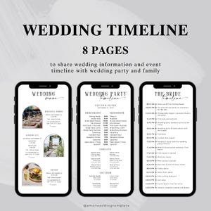 Mobile Wedding Day Timeline Template: Minimalist Editable Canva Design, Weekend Itinerary for Wedding (Digital Download) image 2