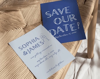 Handwritten Save the Date Template: Whimsical Wedding Invites (Canva)