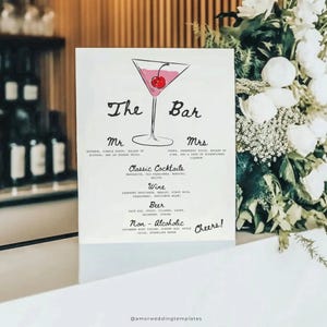 Hand Drawn Wedding Bar Menu Editable Template Drink Menu Wedding ...