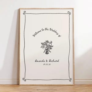 Botanische Hochzeit Willkommensschild Vorlage Handgezeichnetes Empfangsschild Printable Party Willkommen bei Zeichen Hochzeit Bearbeitbares wunderliches Hochzeitsschild