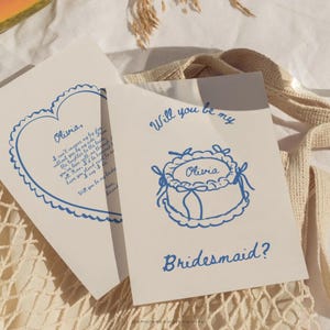 Plantilla divertida de tarjeta de propuesta de dama de honor, tarjeta de dama de honor dibujada a mano para imprimir, ¿Serás mi dama de honor personalizada?, papelería de boda