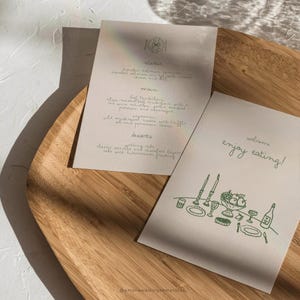 Editable Wedding Menu Template: Hand-Drawn Dinner Party Cards (Digital Download, 5x7 inches)