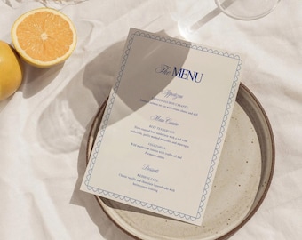 Elegant Wedding Menu Template: Hand-Drawn Design (Canva Editable, Digital Download)