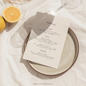 Handgeschriebene Hochzeitsmenükarte Vorlage Hochzeitskarte Menükarte Skurrile Hochzeitskarte Handgezeichnete einfache bearbeitbare Hochzeitsmenü