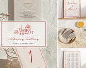 Wedding Reception Bundle Template Hand Drawn Seating Chart Sign Printable Table Number Cards Whimsical Wedding Welcome Sign Handwritten Menu
