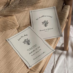 Save the Date Einladungsvorlage Handgezeichnete Hochzeit Save The Date Card Druckbare wunderliche Hochzeit Briefpapier Bearbeitbare handgeschriebene Einladungen