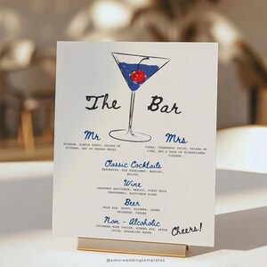 Hand Drawn Wedding Bar Menu Editable Template Drink Menu Wedding ...