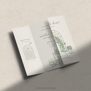 Handgezeichnete Hochzeitseinladung Vorlage Handgeschriebene Hochzeitseinladung QR-Code Einzigartige Hochzeit im Grünen Gartenparty Hochzeitseinladung