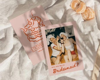 Kaartsjabloon bruidsmeisjesvoorstel: handgetekende foto afdrukbaar (5 x 7, 4 x 6 inch)