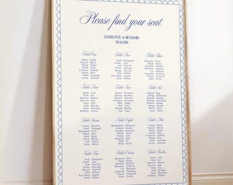Whimsical Wedding Seating Chart Template: Hand Drawn Design (Editable Canva Template)