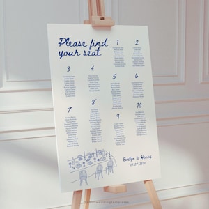 Plantilla de plano de asientos para boda: Diseño editable, dibujado a mano (descarga digital, 24 x 36 pulgadas, tamaño A1)