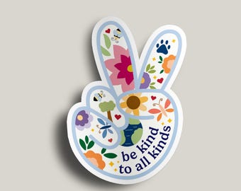 Be Kind Sticker: Peace Sign, Inspirational Vinyl Decal