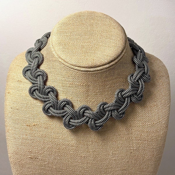 Braided Women's Necklace, Cord Necklace, Chunky Necklace, Statement Piece, Modern Jewelry, Gift for her, Boho, Striped
