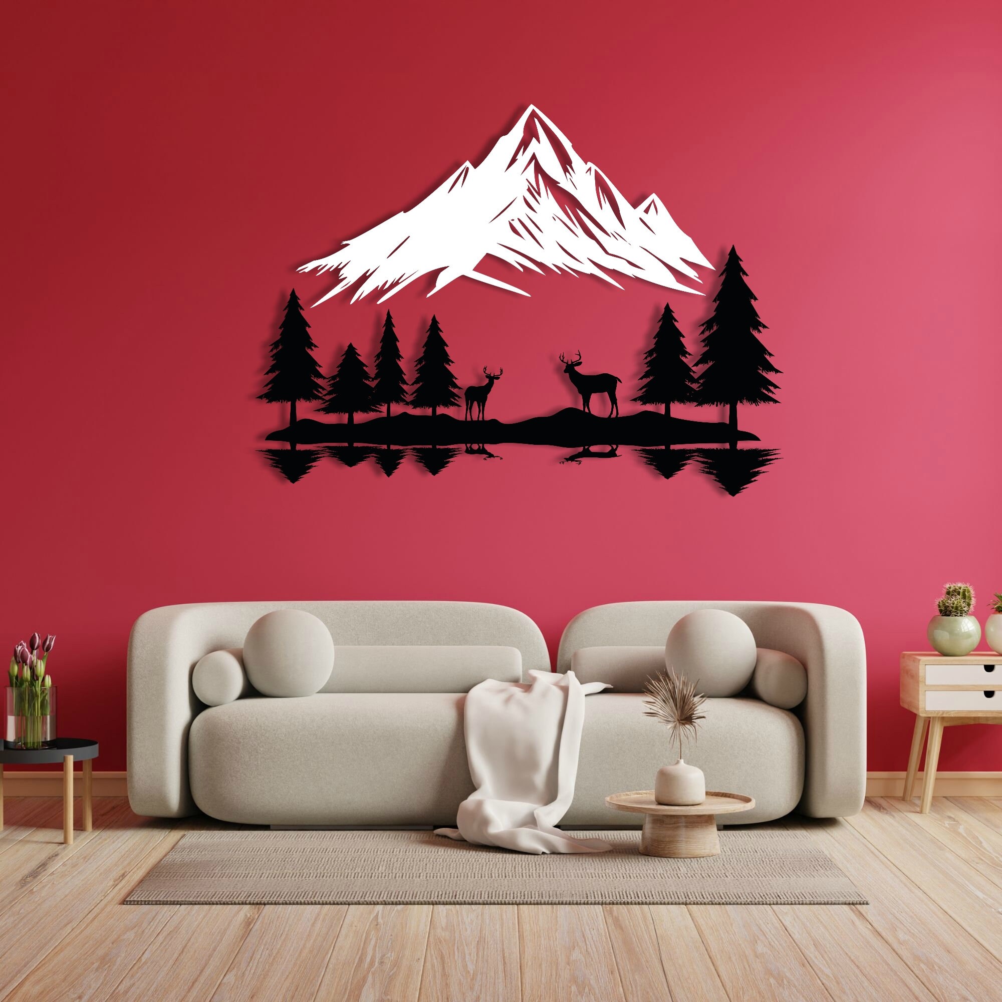 Nature Mountain Metal Decor, Metal Wall Art, Mountain Wall Art, Large