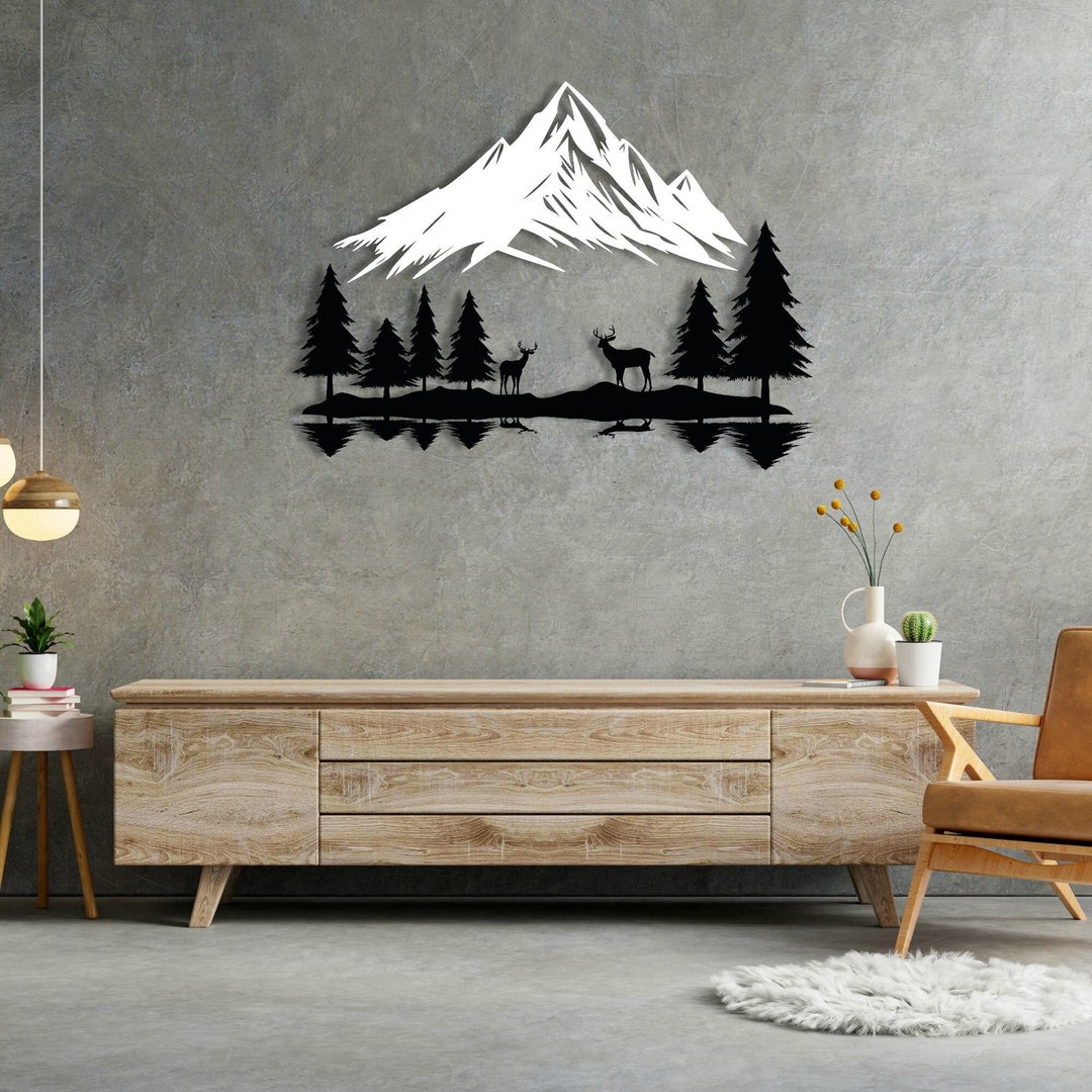 Nature Mountain Metal Decor, Metal Wall Art, Mountain Wall Art, Large