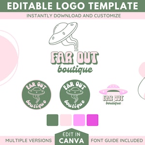 Groovy Boutique Logo Vorlage: DIY 60s Style Canva Logo
