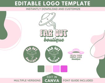 Groovy Boutique Logo Template: DIY 60s Style Canva Logo
