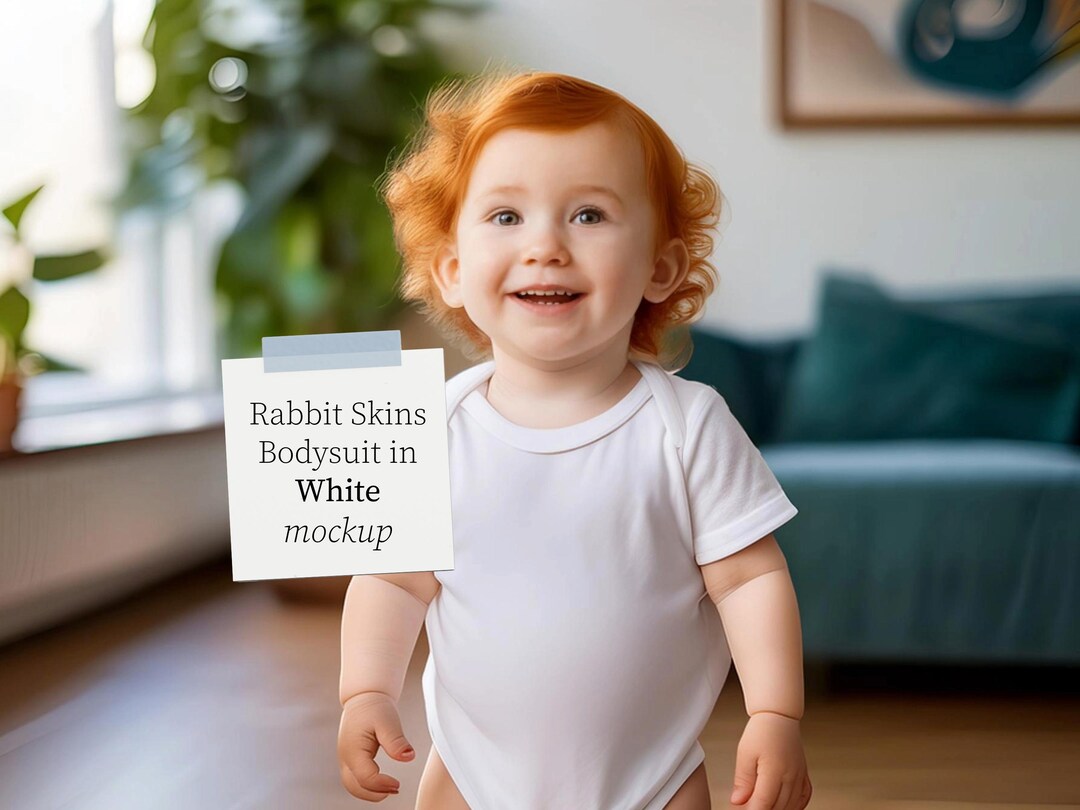 White Rabbit Skins Baby Bodysuit Mockup Happy Redhead Baby One Piece ...