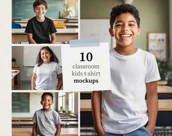 Bundle of 10 Mockups | Youth T-Shirts | Back to School | Bella Canvas 3001Y, Gildan 5000B & More | Diverse, Body Inclusive, Bopo, Realistic