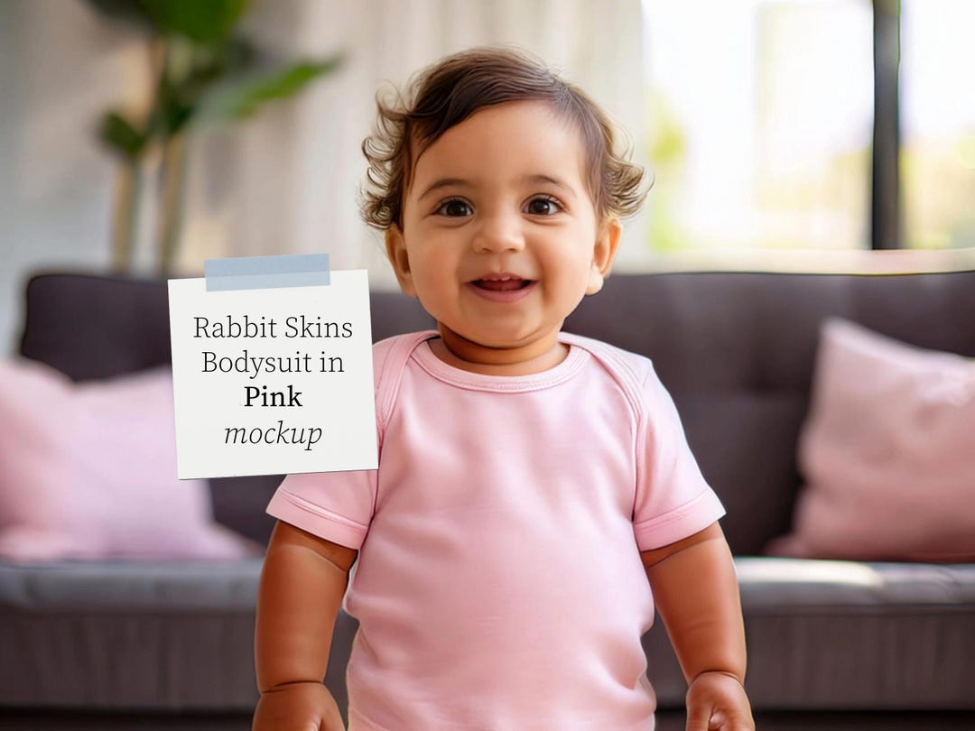 Pink Rabbit Skins Baby Bodysuit Mockup Diverse Happy Baby Model Mockup ...