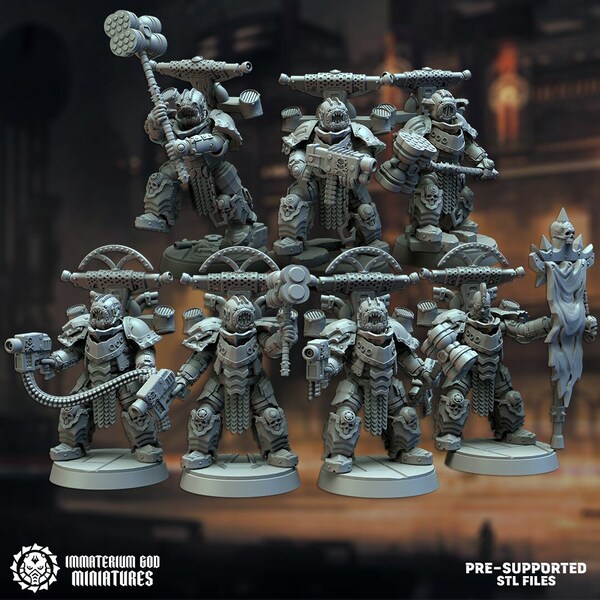 All set_Black steel gladiators, Base 32mm, Dark Foundry Vol. I, 100% Size, Immaterium God Miniatures，Role Playing Game, Wargaming