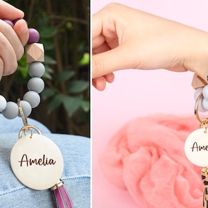 Llavero personalizado con cuentas y pulsera - Regalo de Navidad - Regalo para profesores - Regalo para madres - Regalo para damas de honor personalizado