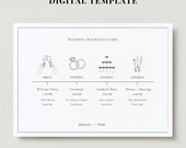 Wedding Weekend Itinerary Template, Modern Chic Wedding Guide, Simple Classy, Digital Download, Elegant Editable Guest Planner