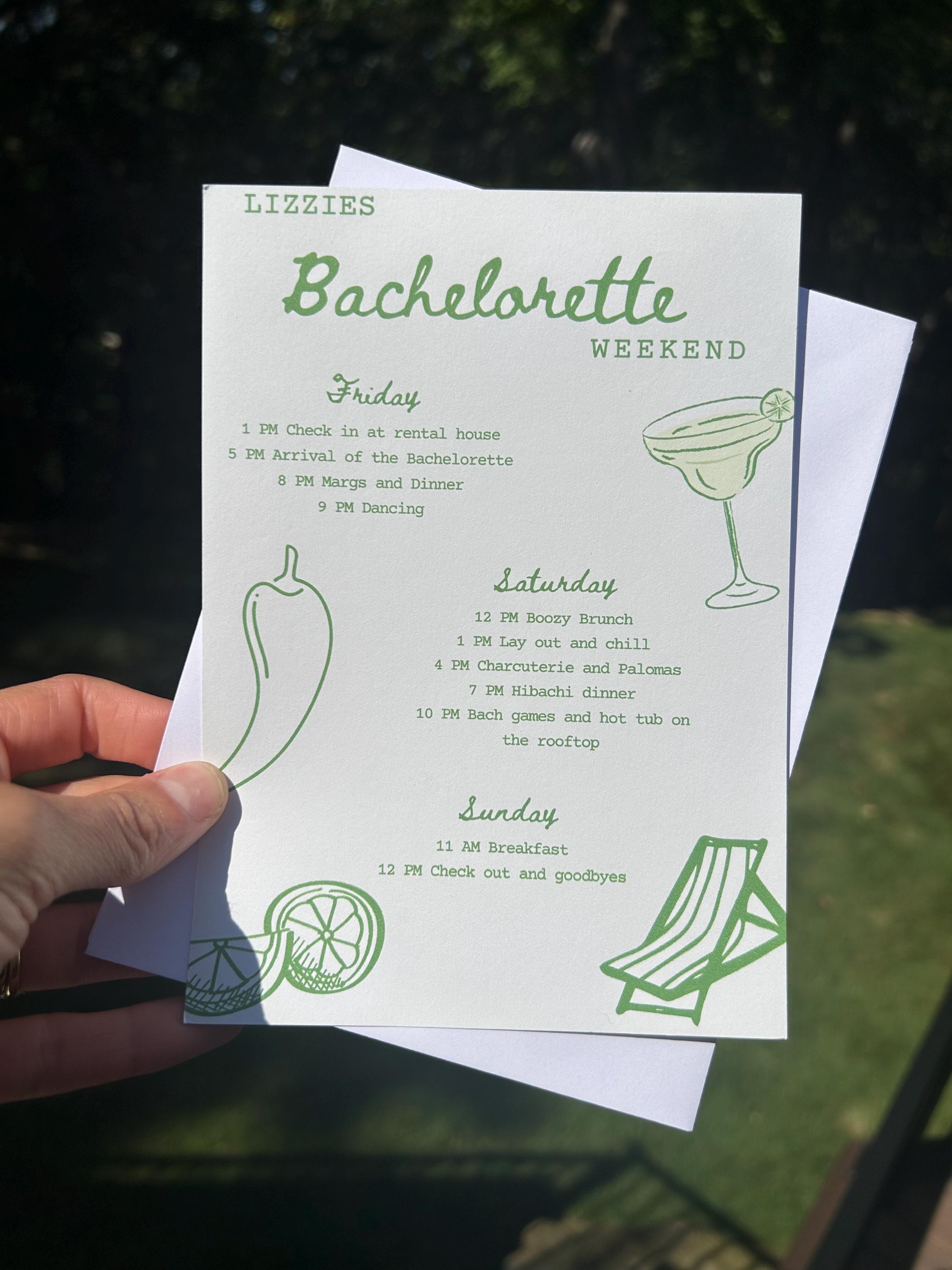 Margarita Bachelorette Party Itinerary Template, Margs & Matrimony Bach ...