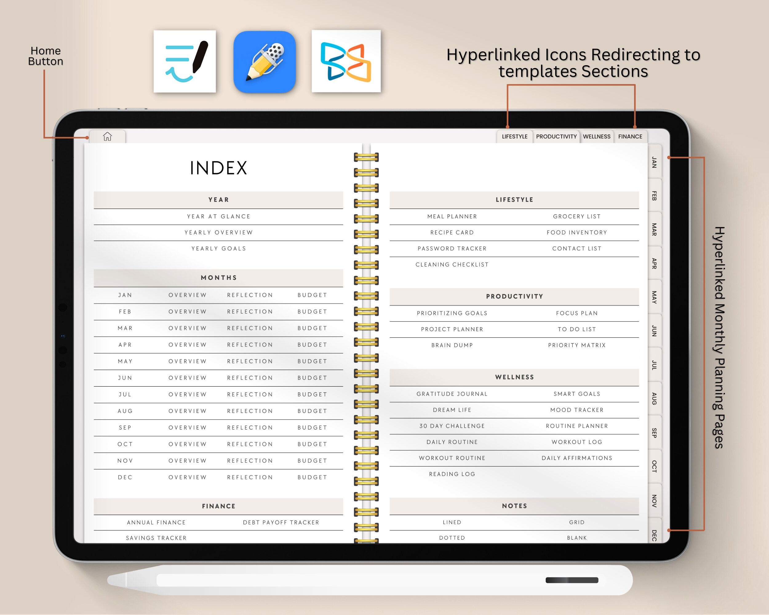 Ultimate Undated Life Planner, Undated Digital Planner, iPad Planner ...