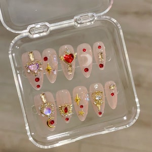 Almond Nails Sailor Moon Nails Nails Art Cute Press On Nails Anime Nails Japanese Kawaii Nails