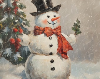 Vintage Snowman Print