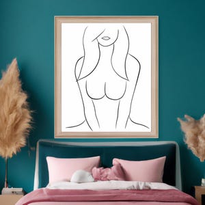 Sensual Woman Art, Line Art, Naked Art, Abstract Art, Simple, Printable, Digital Download, Black and White